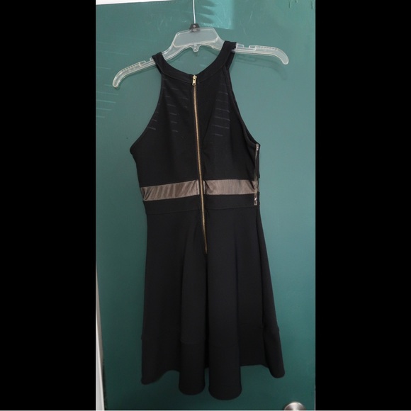 Mock neck/mesh a line dress - Picture 2 of 2